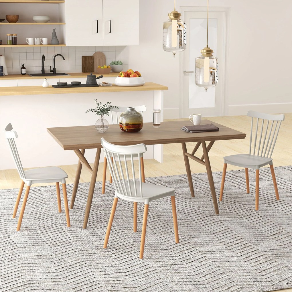 Conjunto de 4 Cadeiras Estilo Nórdico Cadeiras de Cozinha com Encosto