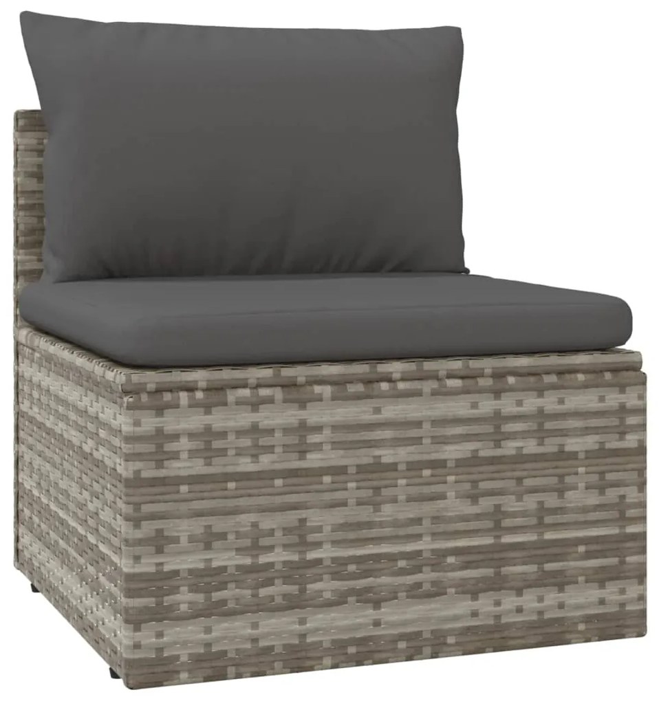 5 pcs conjunto lounge de jardim c/ almofadões vime PE cinzento