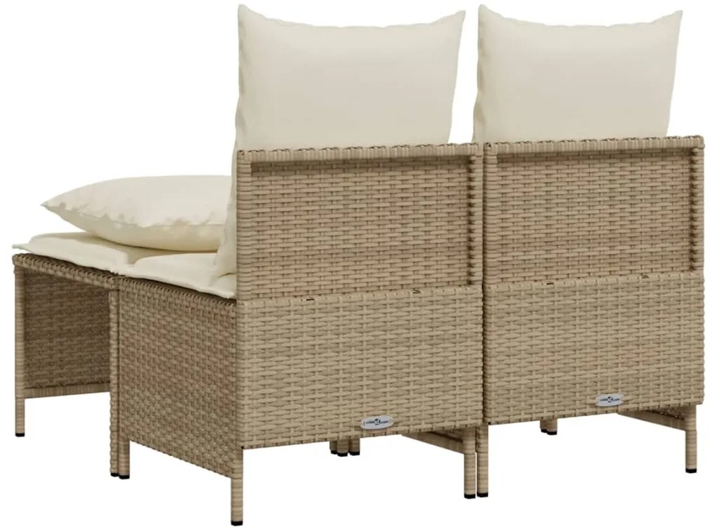 4 pcs conjunto de sofás para jardim c/ almofadões vime PE bege