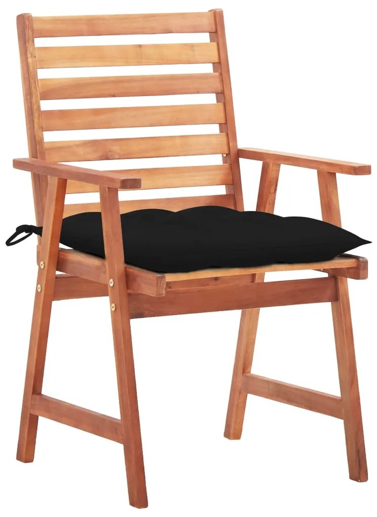 Cadeiras de jantar p/ jardim 3 pcs c/ almofadões acácia maciça