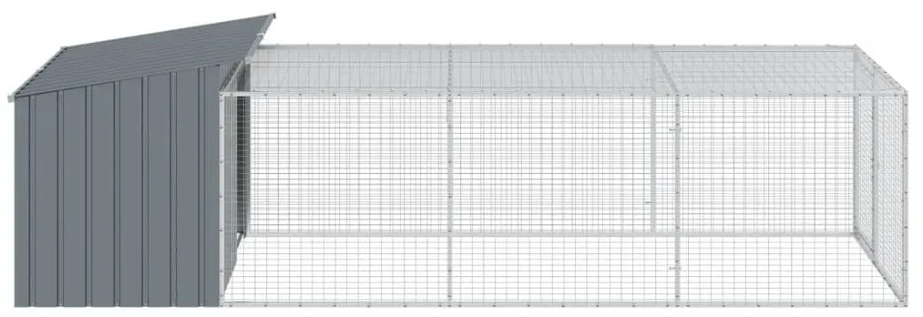 Casota p/ cães c/ parque 153x396x110 cm aço galvaniz. antracite