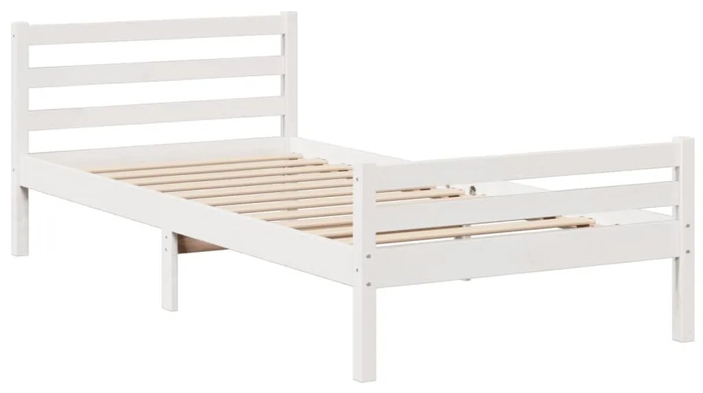 Cama com estante sem colchão 90x200 cm pinho maciço branco