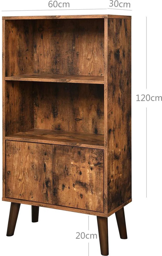 Estante retro com portas 60 x 30 x 120 cm Castanho com aspeto de madeira