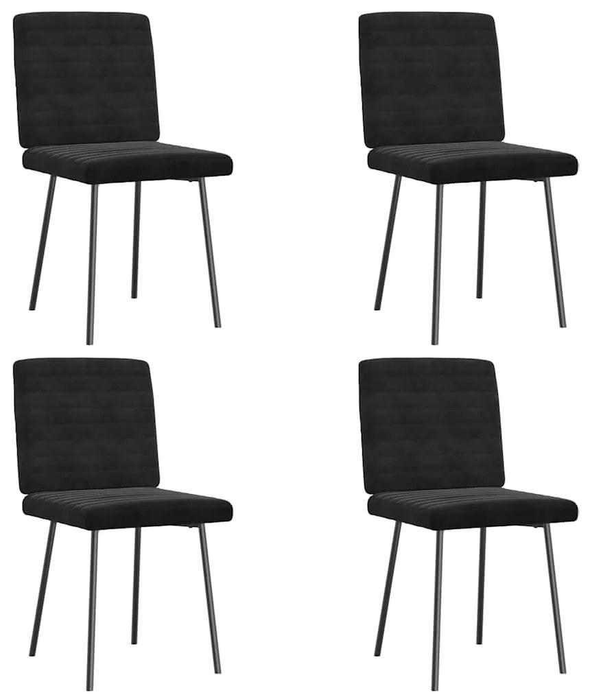 vidaXL Cadeiras de jantar 4 pcs veludo preto