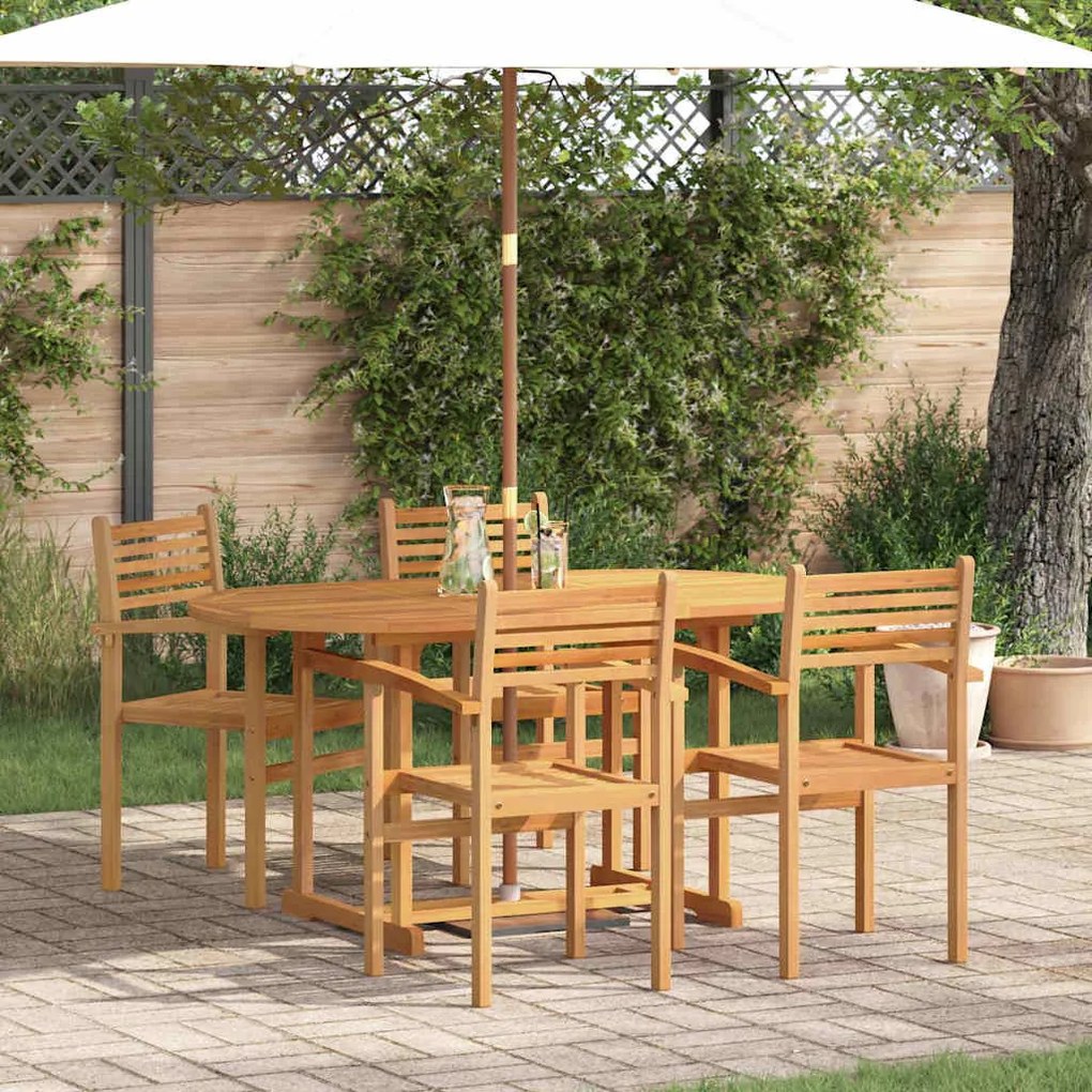 vidaXL Conjunto de Jantar para Jardim 5 pcs Natural