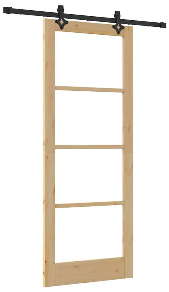 Porta Deslizante com Conjunto de Hardware - 83x211 cm - Madeira de Pin