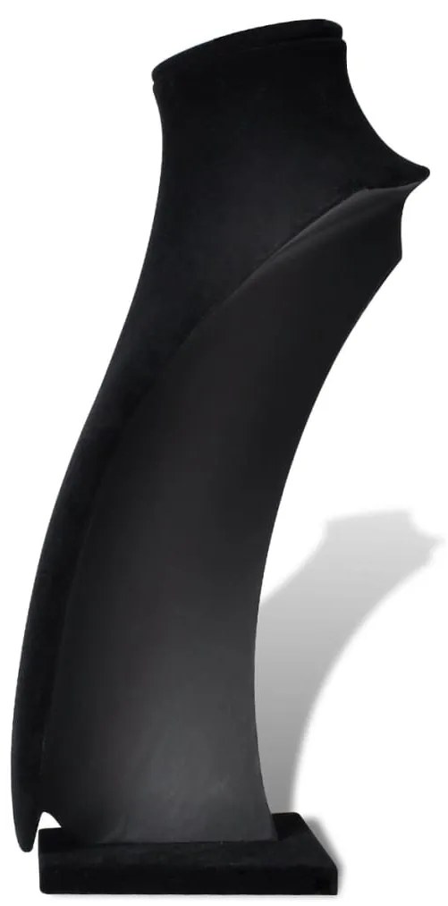 Busto para colares, suporte de joia em flanela, preto 23 x 11,5 x 30cm