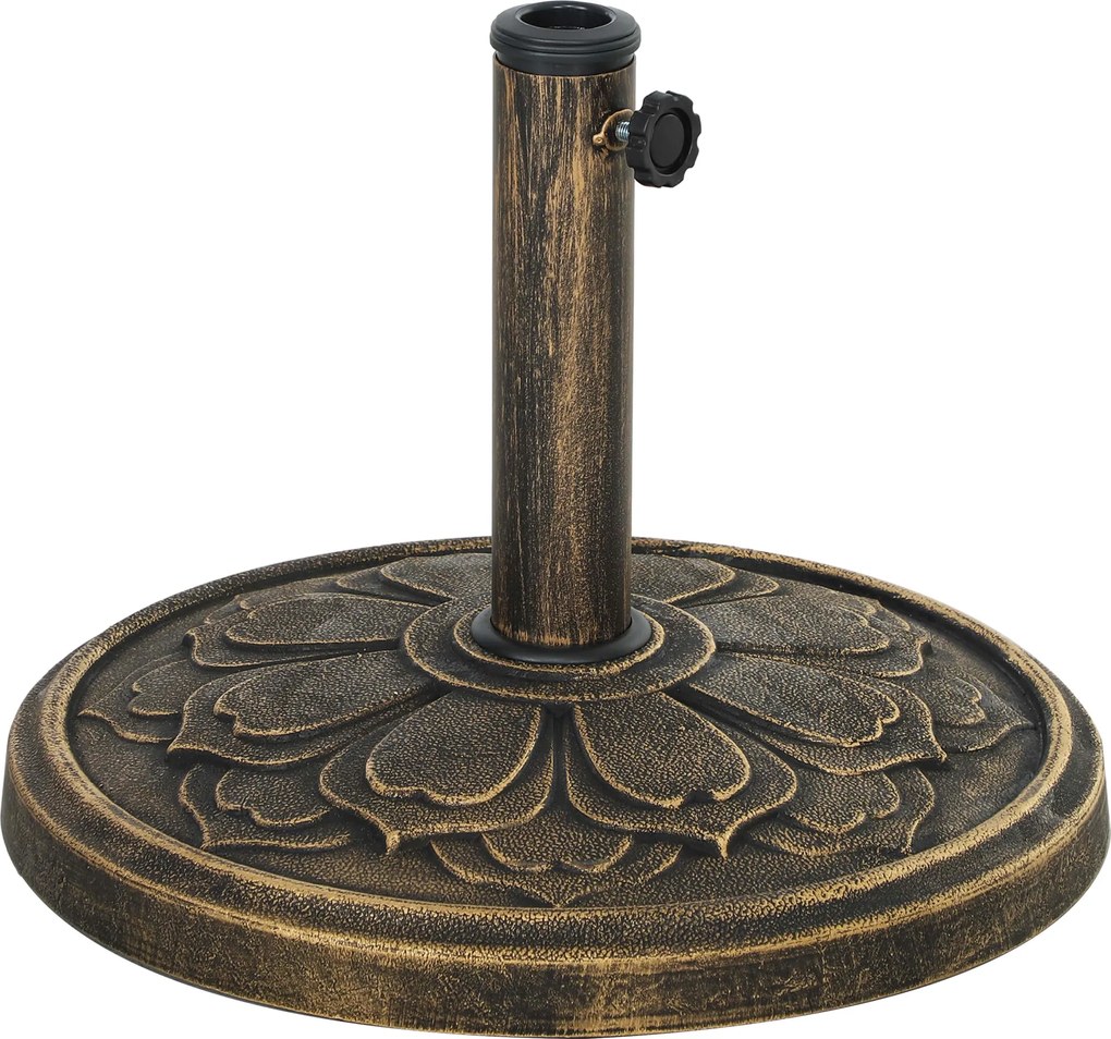 Outsunny Base Chapéu de Sol Redonda Suporte Preenchível Cimento Peso 12 kg Estável Ø46x33 cm Cor Bronze | Aosom Portugal