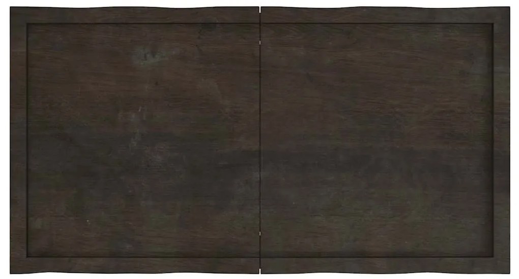 Tampo de mesa com bordas vivas maciço tratado castanho-escuro