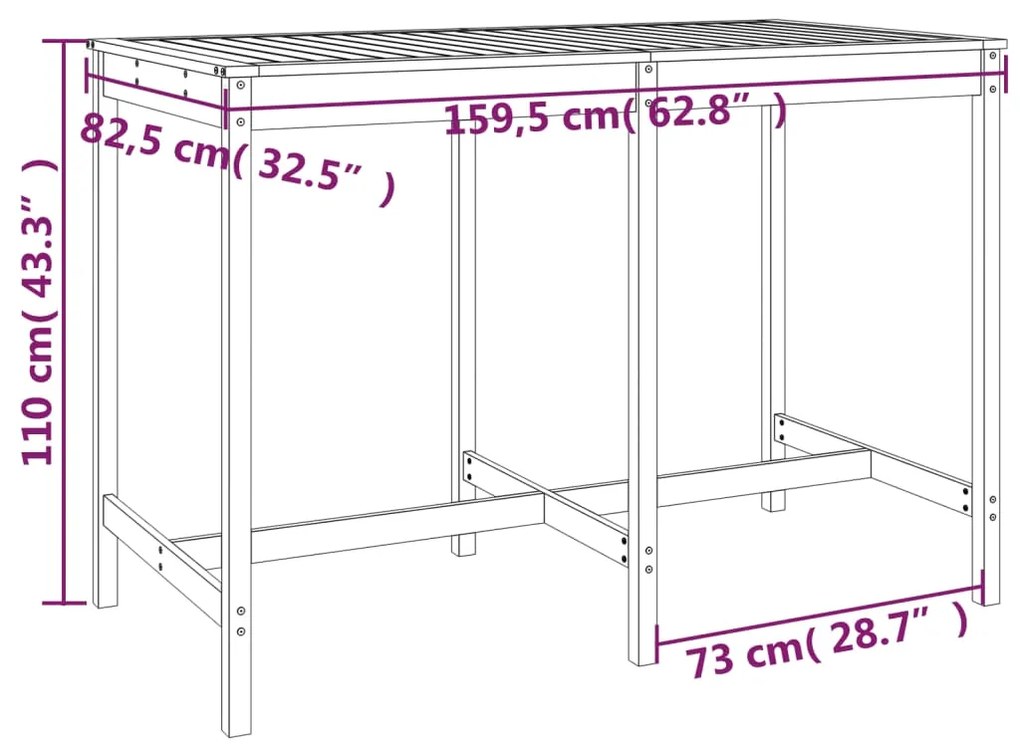 7 pcs conjunto de bar para jardim pinho maciço