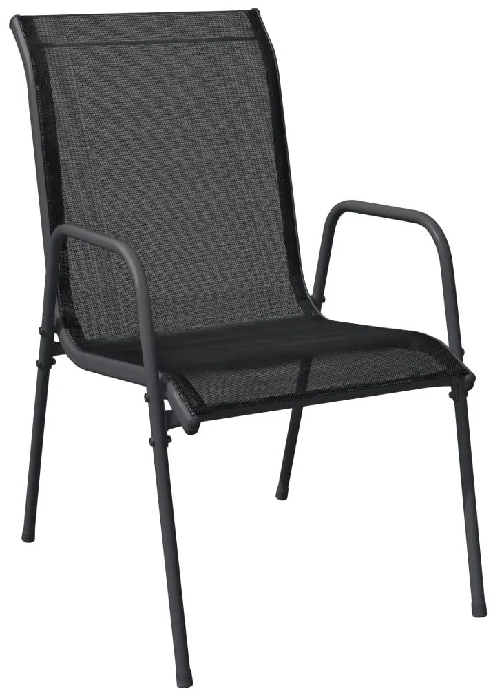 3 pcs conjunto de jantar para jardim aço e textilene preto
