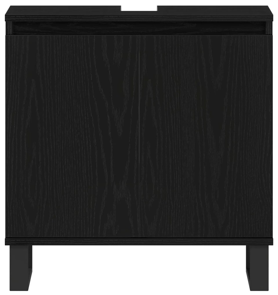 Gabinete de Lavabo vidaXL Preto Carvalho 58x33x60 cm Madeira Engenhari