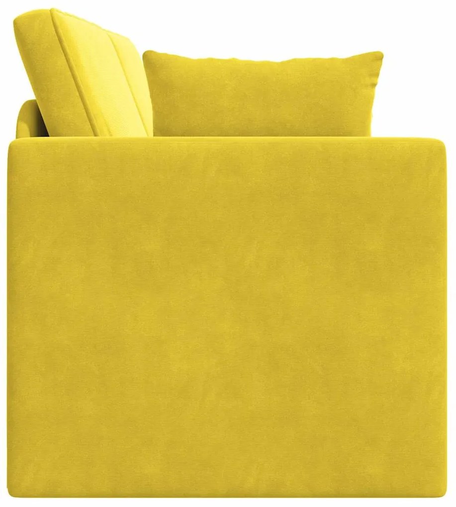 Sofá-Cama de Chão 2 em 1 Amarelo 213x144x60 cm Veludo