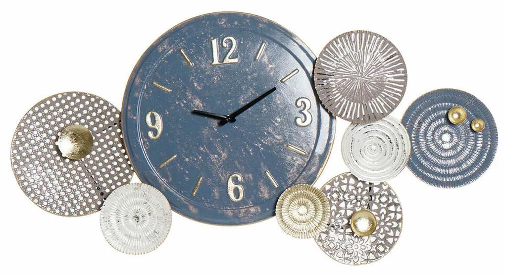 Relógio de Parede DKD Home Decor Cinzento Azul Metal Círculos (95.3 x 5.7 x 51.4 cm)