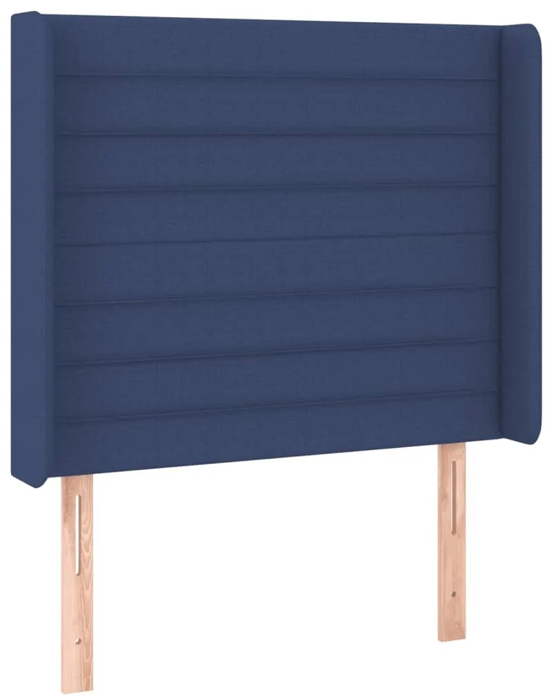 Cabeceira de cama c/ luzes LED tecido 103x16x118/128 cm azul