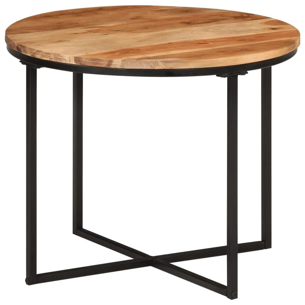 vidaXL Mesa de centro 55x55x45 cm madeira de acácia maciça e ferro