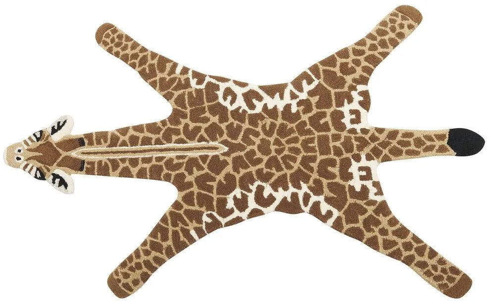 Tapete para crianças em lã castanha e creme impressão girafa 100 x 160 cm MELMAN Beliani