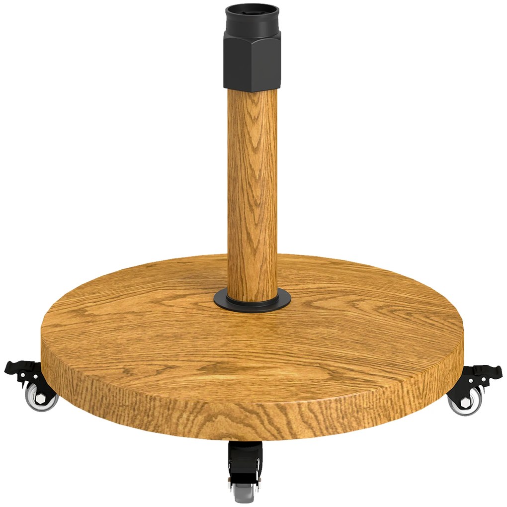 Base para Chapéu de Sol Redonda com Rodas Base para Chapéu de Sol com Preenchimento de Cimento 24,5 kg Ø48x44 cm Madeira