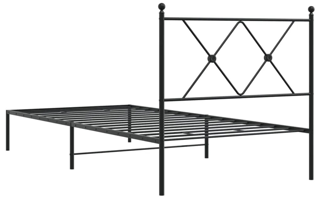 Estrutura de cama com cabeceira 90x190 cm metal preto