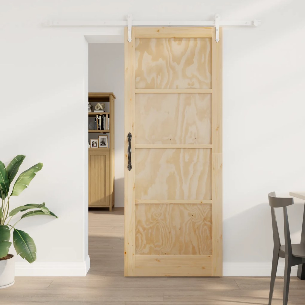 Porta Deslizante vidaXL com Ferragens 83x211 cm Pinho