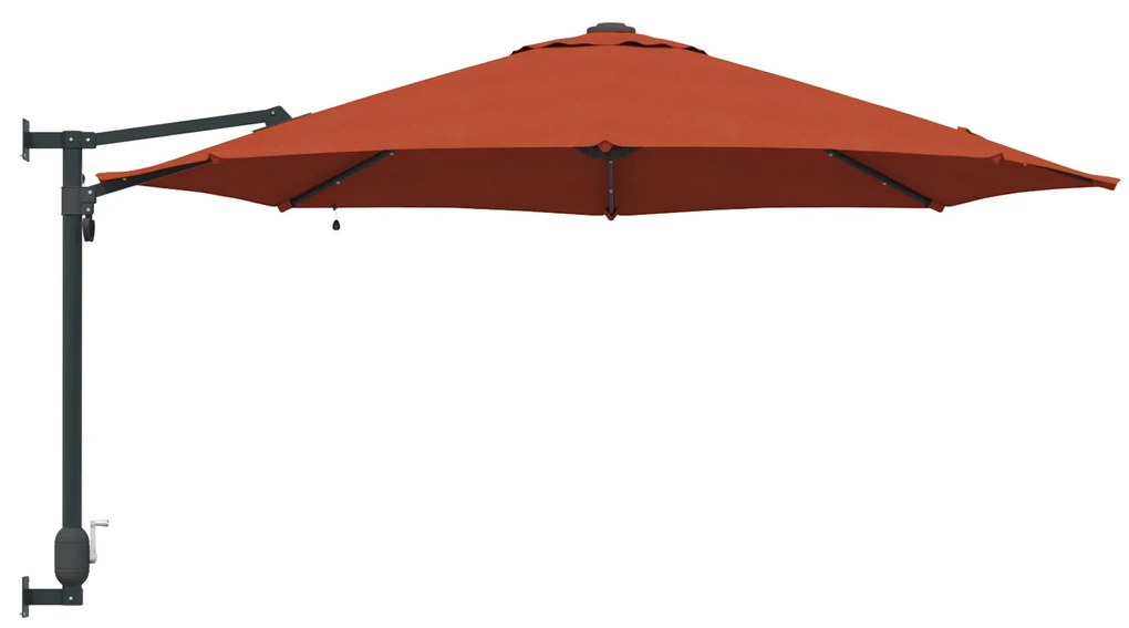 Guarda-sol de Jardim Montado na Parede com LEDs Terracota 248 cm