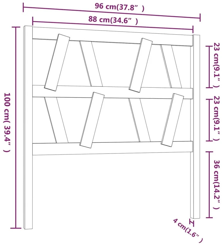Cabeceira de cama 96x4x100 cm pinho maciço branco