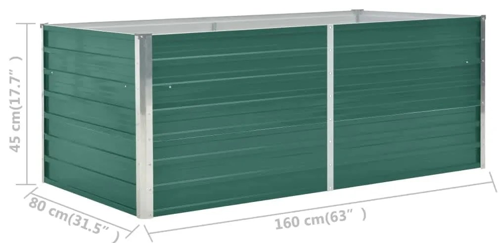 Canteiro de jardim elevado 160x80x45 cm aço galvanizado verde