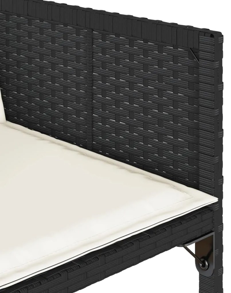 17 pcs conjunto de jantar p/ jardim c/ almofadões vime PE preto