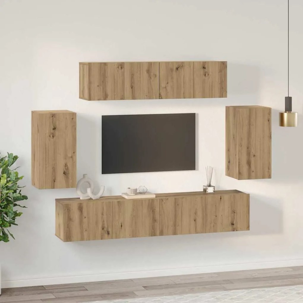 Conjunto de móvel de TV 6 pcs carvalho artisiano
