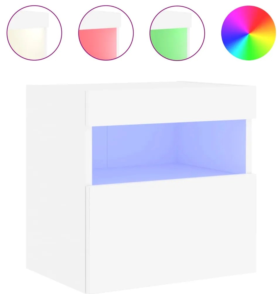 Móveis de parede p/ TV com luzes LED 2 pcs 40x30x40 cm branco
