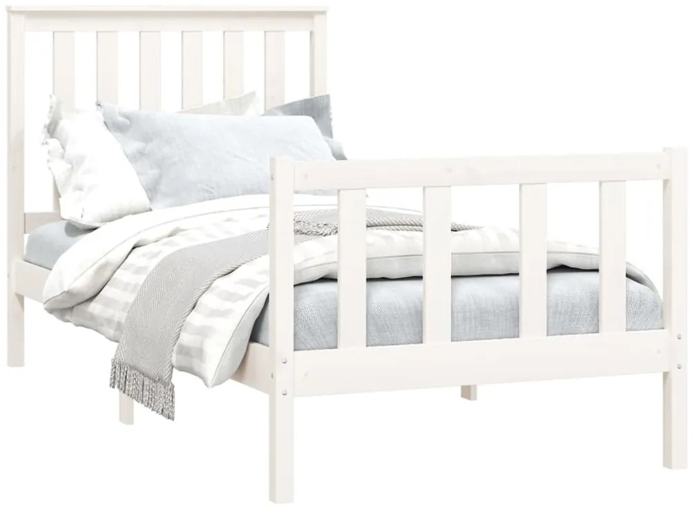 Cama sem colchão 100x200 cm madeira de pinho maciça branco