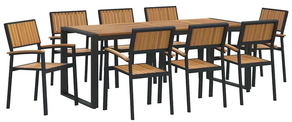 Conjunto de Jantar de Jardim de 5 Peças em Madeira Sólida de Acácia e