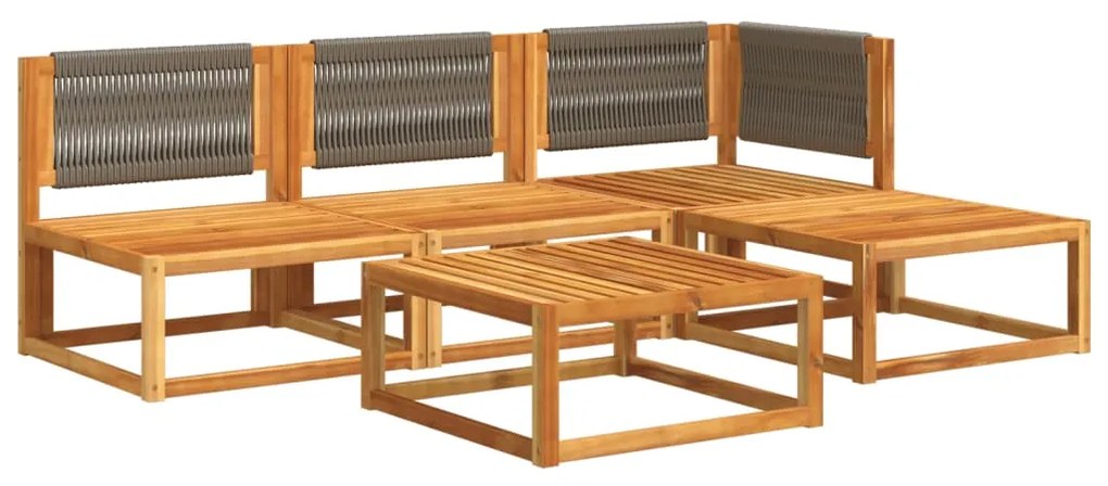 5 pcs conjunto de sofás de jardim com almofadões acácia maciça