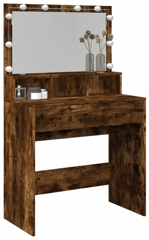 Toucador com LED 80x41x134,5 cm cor carvalho fumado