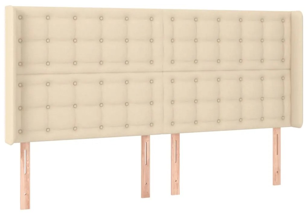 Cama box spring c/ colchão e LED 180x200 cm tecido cor creme