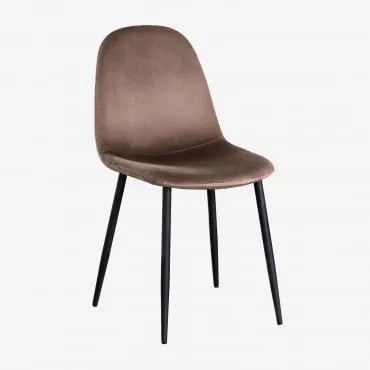 Pack De 4 Cadeiras De Jantar Glamm Preto & Velluto Castanho Army & Terciopelo - Sklum