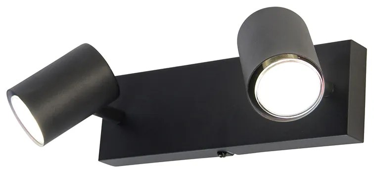 LED Candeeiro de teto inteligente retangular preto com 2 GU10 Wi-Fi - Jeana Moderno