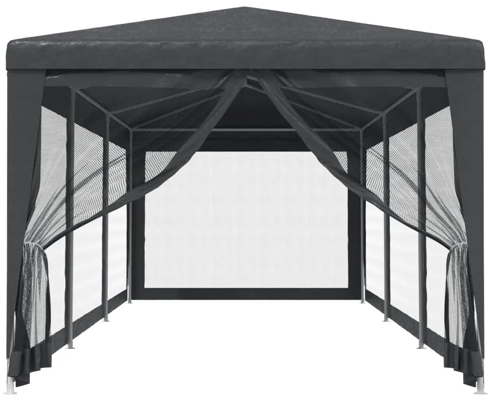 Tenda festas c/ 8 paredes laterais em rede 3x9 m PEAD antracite