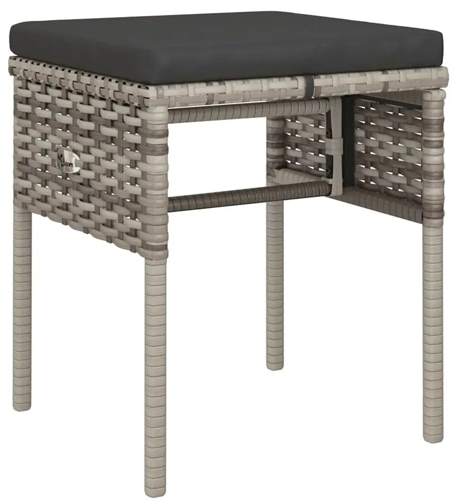 6 pcs conjunto lounge de jardim c/ almofadões vime PE cinzento