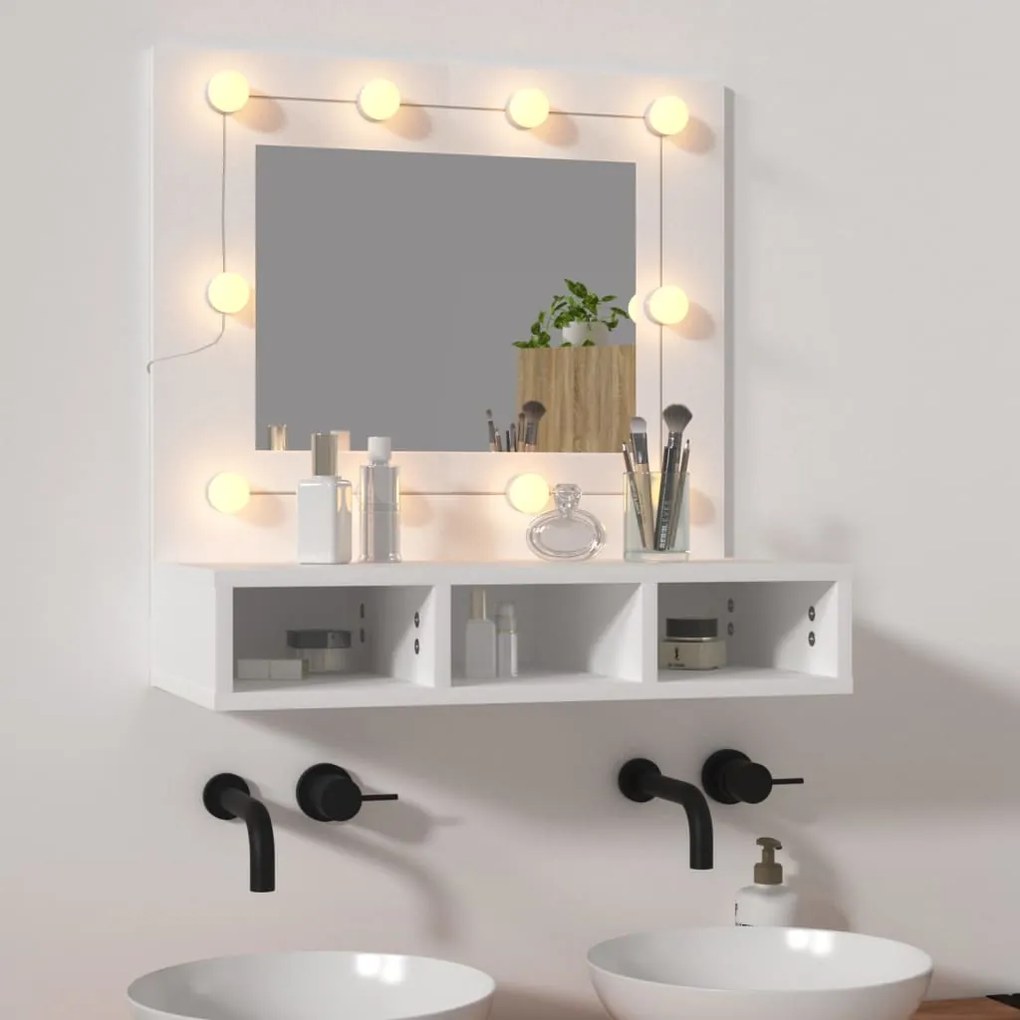 808882 vidaXL Armário espelhado com luzes LED 60x31,5x62 cm branco