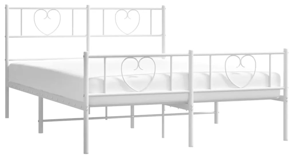 Estrutura de cama com cabeceira e pés 120x190 cm metal branco