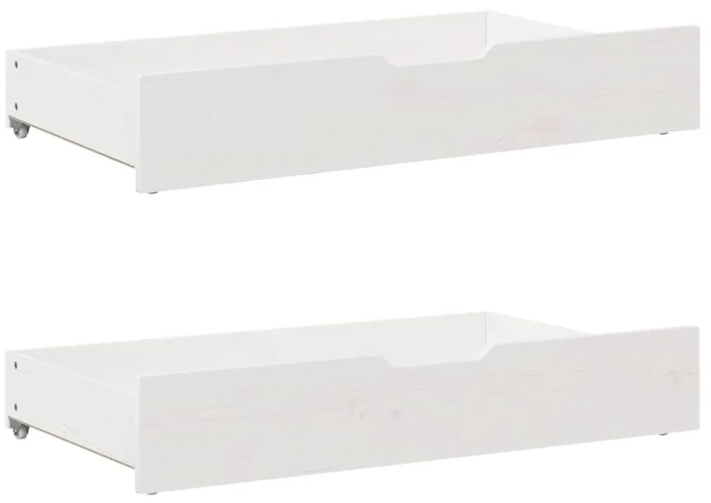 Estrutura de cama c/ gavetas 140x200 cm pinho maciço branco