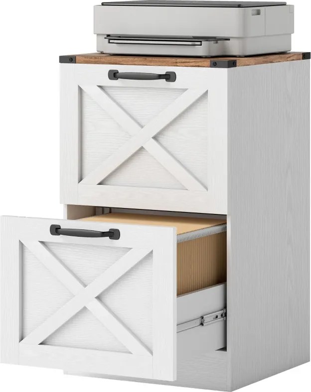 Móvel arquivo para Escritório com 2 Gavetas com Trilho Suspenso para A4 e Carta 40x40x71 cm Branco