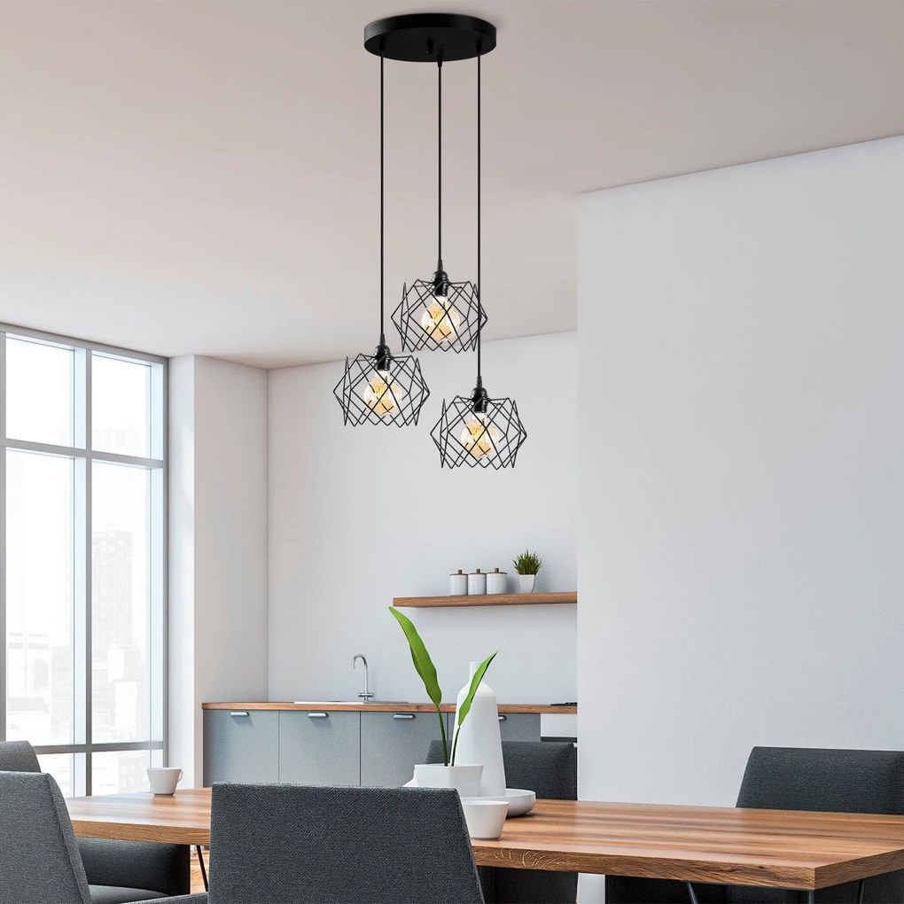 Chandelier Karakas – Preto – Diâmetro 54 cm, Altura 30-120 cm