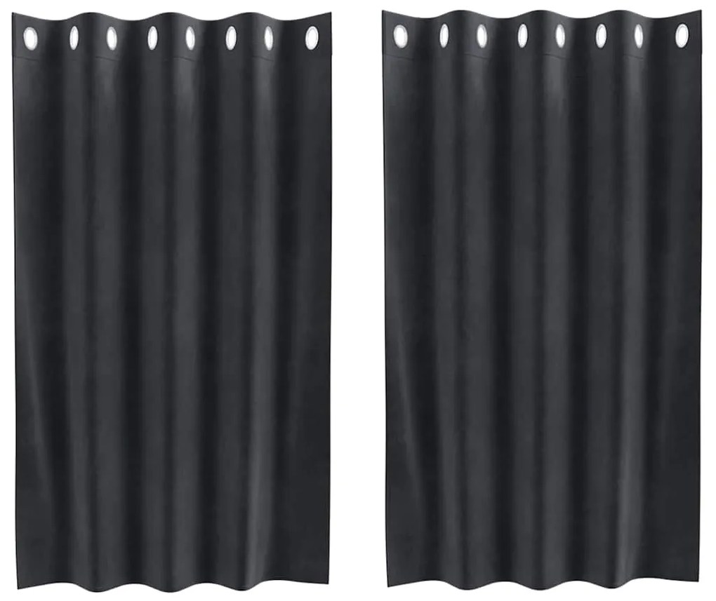 Cortinas Blackout vidaXL com Ilhós 2 pcs Cinza Escuro Veludo
