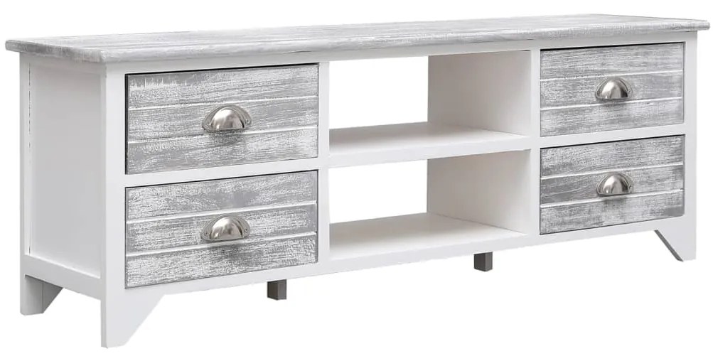 vidaXL Móvel de TV 108x30x40 cm madeira paulownia branco e cinzento
