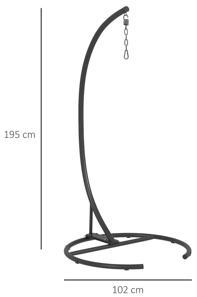 Suporte para Cadeira Suspensa (CADEIRA NÃO ÍNCLUÍDA) com Base Redonda Estrutura Metálica para Exterior Capacidade 150 kg Ø102x195 cm Preto