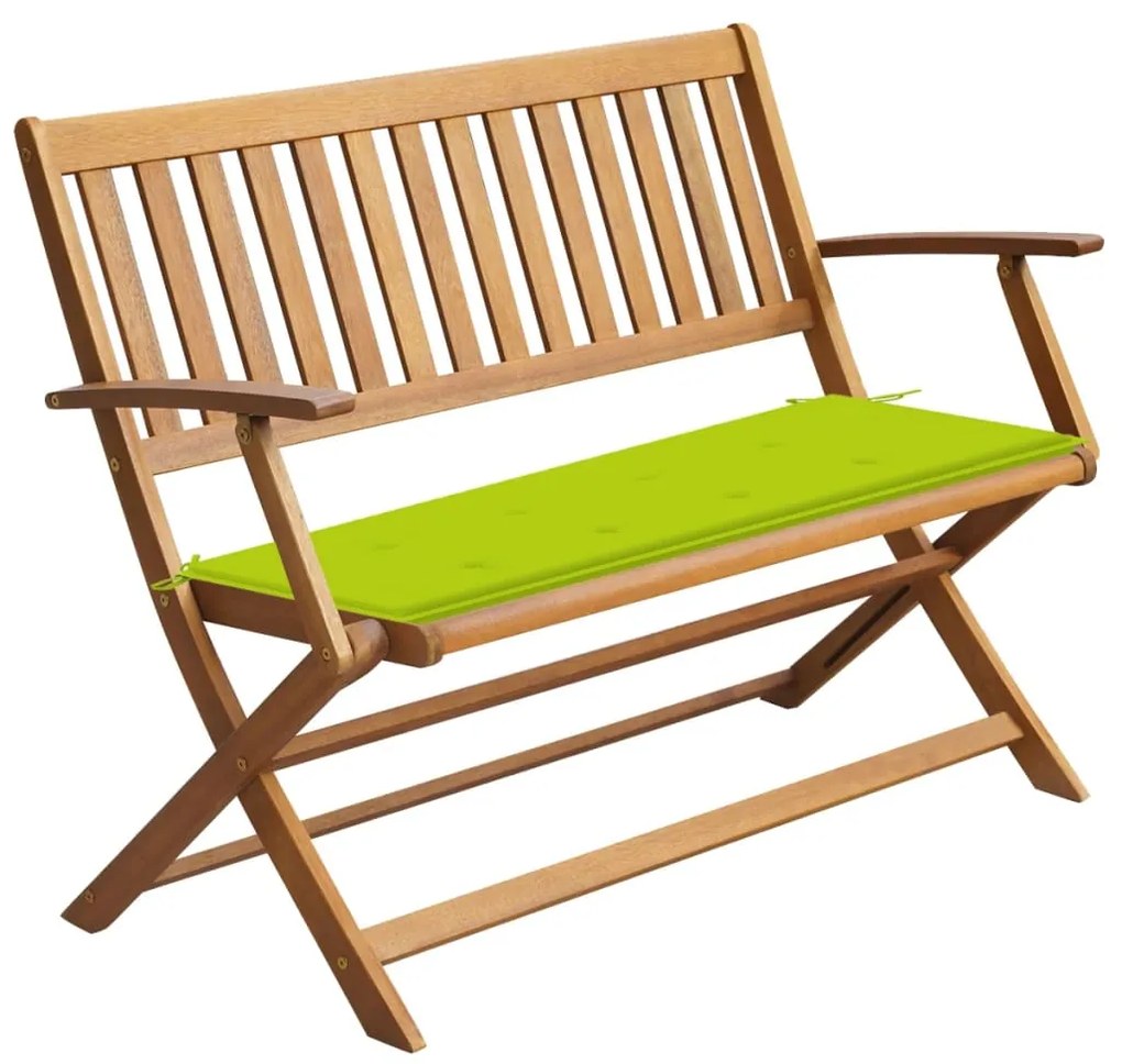 3064250 vidaXL Banco de jardim c/ almofadão 120 cm madeira de acácia maciça