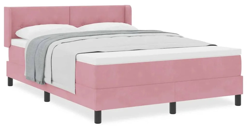 Cama Box com Colchão vidaXL Rosa 140x190 cm Veludo