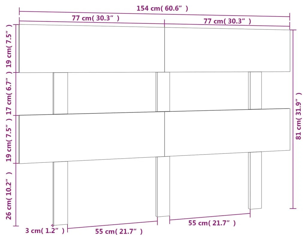 Cabeceira de cama 154 x 3 x 81 cm pinho maciço castanho mel